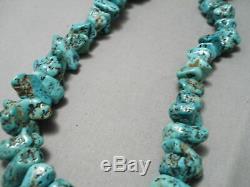Chunky Huge Vintage Navajo Spiderweb Turquoise Nuggets Necklace Old