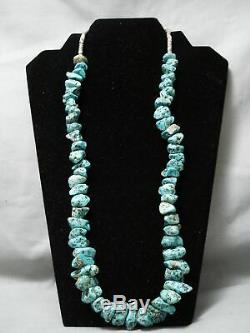 Chunky Huge Vintage Navajo Spiderweb Turquoise Nuggets Necklace Old