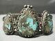 Chunky Very Old 1900's Vintage Navajo Turquoise Sterling Silver Bracelet