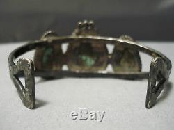 Chunky Very Old 1900's Vintage Navajo Turquoise Sterling Silver Bracelet