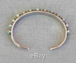 Classic Old Vintage 40's Navajo Ingot Silver Turquoise Row Cuff Bracelet