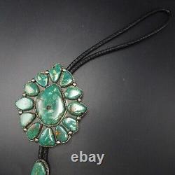 Colossal Vintage NAVAJO Sterling Silver ROYSTON TURQUOISE Cluster BOLO Tie BEGAY