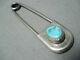 Custom Vintage Navajo Old Kingman Turquoise Sterling Silver Keychain Safety Pin