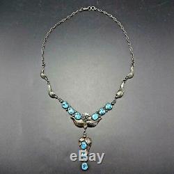 DELICATE Vintage NAVAJO Sterling Silver and SLEEPING BEAUTY TURQUOISE NECKLACE