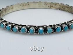 Dan Dodson Vintage Navajo Sterling Silver Blue Turquoise Bangle Bracelet