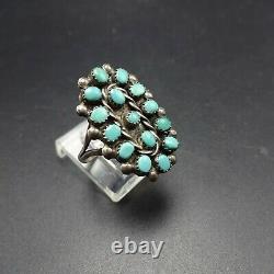 Delicate Vintage NAVAJO Sterling Silver TURQUOISE Petit Point RING size 7.5