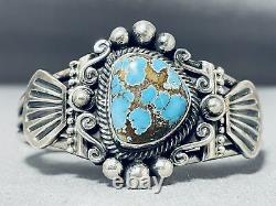 Distinctive Vintage Navajo 8 Turquoise Sterling Silver Bracelet