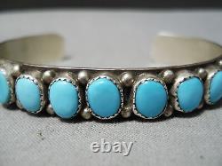 Domes Of Turquoise Vintage Navajo Sterling Silver Sun Stamp Bracelet
