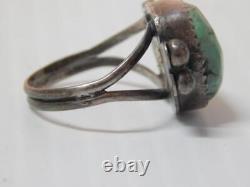 EARLY ANTIQUE VINTAGE NAVAJO INDIAN STERLING SILVER TURQUOISE RING sz8.5 A+GIFT