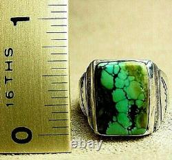 EARLY VINTAGE NAVAJO NATIVE AMERICAN STERLING SILVER WEB TURQUOISE RING sz 9.5