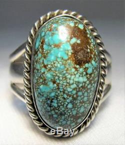 ESTATE HUGE Vintage Navajo Nevada Blue Turquoise Ring Sterling Silver TT SAM-8