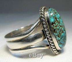 ESTATE HUGE Vintage Navajo Nevada Blue Turquoise Ring Sterling Silver TT SAM-8