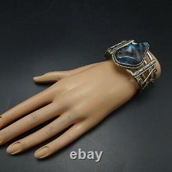 EXTRAORDINARY Vintage NAVAJO Sterling Silver TURQUOISE CUPRITE Cuff BRACELET