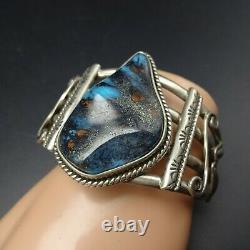 EXTRAORDINARY Vintage NAVAJO Sterling Silver TURQUOISE CUPRITE Cuff BRACELET