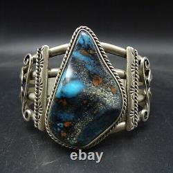 EXTRAORDINARY Vintage NAVAJO Sterling Silver TURQUOISE CUPRITE Cuff BRACELET