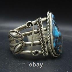 EXTRAORDINARY Vintage NAVAJO Sterling Silver TURQUOISE CUPRITE Cuff BRACELET