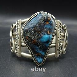 EXTRAORDINARY Vintage NAVAJO Sterling Silver TURQUOISE CUPRITE Cuff BRACELET