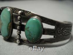 Earlier 1900's Vintage Navajo Royston Turquoise Sterling Silver Bracelet Old