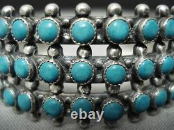 Early Snake Eyes Turquoise Vintage Zuni Sterling Silver Bracelet