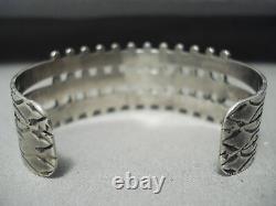 Early Snake Eyes Turquoise Vintage Zuni Sterling Silver Bracelet