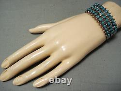 Early Snake Eyes Turquoise Vintage Zuni Sterling Silver Bracelet