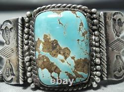 Early Vintage Navajo 8 Turquoise Sterling Silver Bracelet