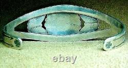 Early Vintage Navajo Sterling Silver Natural Aged Green Turquoise Cuff Bracelet