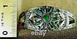 Early Vintage Navajo Sterling Silver Natural Aged Green Turquoise Cuff Bracelet