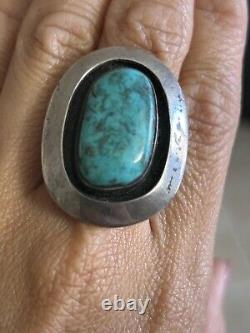 Estate Vintage 925 Navajo Turquoise Ring