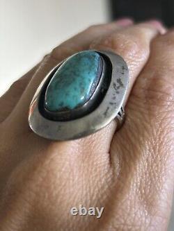 Estate Vintage 925 Navajo Turquoise Ring