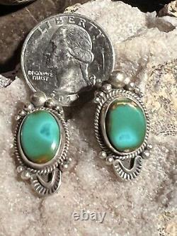 Exceptional Vintage Earrings In Royston Turquoise &. 925 By Navajo Oliver Smith