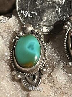 Exceptional Vintage Earrings In Royston Turquoise &. 925 By Navajo Oliver Smith