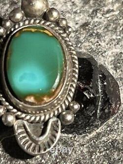 Exceptional Vintage Earrings In Royston Turquoise &. 925 By Navajo Oliver Smith