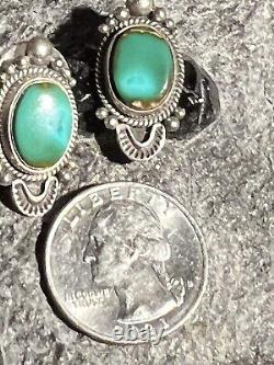 Exceptional Vintage Earrings In Royston Turquoise &. 925 By Navajo Oliver Smith