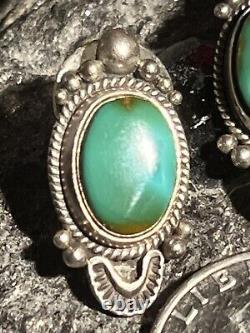 Exceptional Vintage Earrings In Royston Turquoise &. 925 By Navajo Oliver Smith