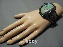 Exceptional Vintage Navajo Green Turquoise Sterling Silver Bracelet Old