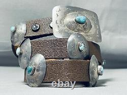 Exceptional Vintage Navajo Turquoise Sterling Silver Concho Belt