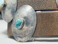 Exceptional Vintage Navajo Turquoise Sterling Silver Concho Belt