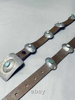 Exceptional Vintage Navajo Turquoise Sterling Silver Concho Belt