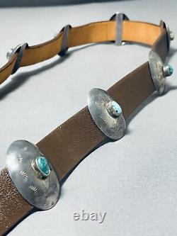 Exceptional Vintage Navajo Turquoise Sterling Silver Concho Belt