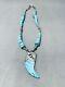 Exotic Turquoise Vintage Navajo Sterling Silver Necklace Old
