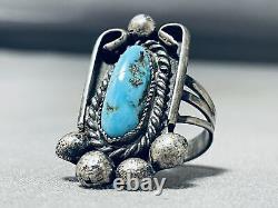 Expressive Vintage Navajo Morenci Turquoise Sterling Silver Ring