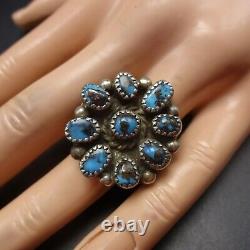 Exquisite Vintage NAVAJO Sterling Silver BISBEE TURQUOISE Cluster RING size 7.5