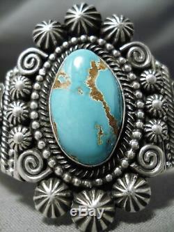 Exquisite Vintage Navajo #8 Turquoise Sterling Silver Bracelet