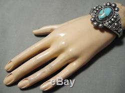 Exquisite Vintage Navajo #8 Turquoise Sterling Silver Bracelet