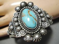 Exquisite Vintage Navajo #8 Turquoise Sterling Silver Bracelet