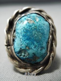 Exquisite Vintage Navajo Pilot Mountain Turquoise Sterling Silver Old