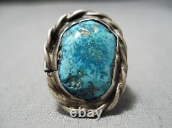 Exquisite Vintage Navajo Pilot Mountain Turquoise Sterling Silver Old