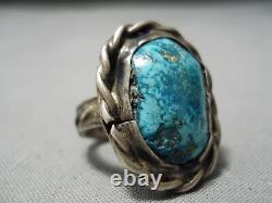 Exquisite Vintage Navajo Pilot Mountain Turquoise Sterling Silver Old