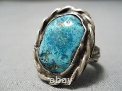 Exquisite Vintage Navajo Pilot Mountain Turquoise Sterling Silver Old